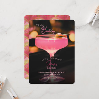 Rosa Cocktail ist meine Geburtstagseinladung Einladung