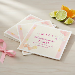 Rosa Cocktail Junggesellinnenabschied Serviette