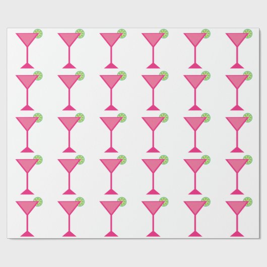Rosa Cocktail mit Limonen Geschenkpapier (Flach)