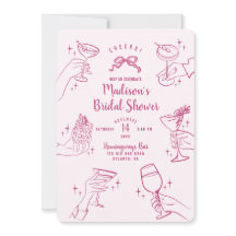 Rosa Cocktail Party Brautparty Einladung