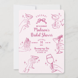 Rosa Cocktail Party Brautparty Einladung