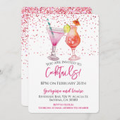 Rosa Cocktail Party Drinks Einladung (Vorne/Hinten)