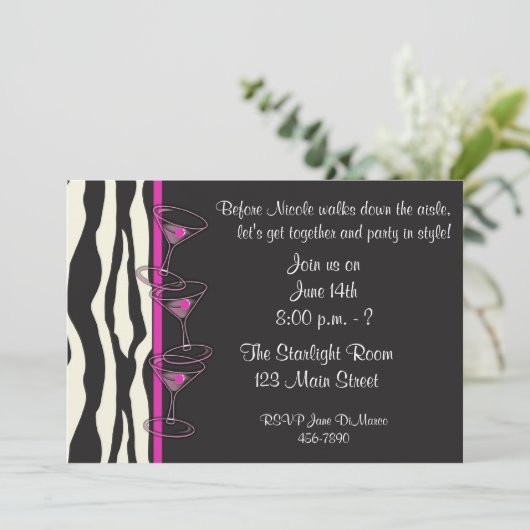 Rosa Cocktail-Party Einladung (Stehend Vorderseite)