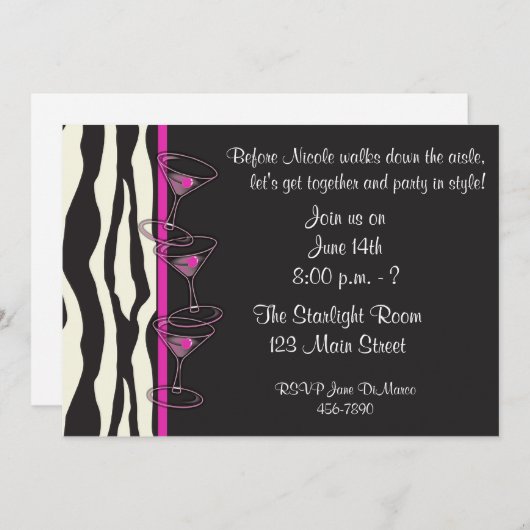 Rosa Cocktail-Party Einladung (Vorne/Hinten)