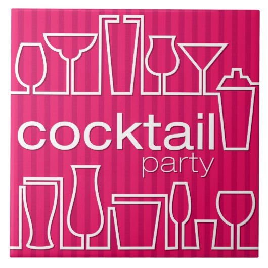 Rosa Cocktail Party Fliese (Vorderseite)