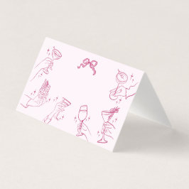 Rosa Cocktail Party Retro Tafel Platzkarten