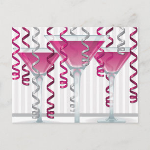 Rosa Cocktail und Band Postkarte