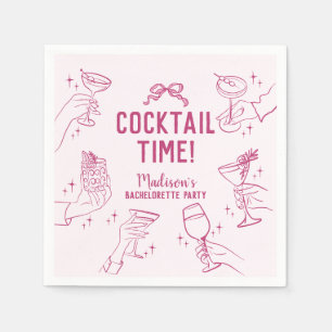 Rosa Cocktailparty Retro-Junggesellinnenabschied Serviette