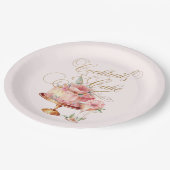 Rosa Cocktails und Cake Brautparty Pappteller (Schrägansicht)