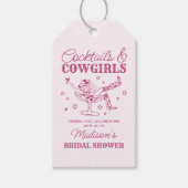 Rosa Cocktails und Cowgirls Brautparty Gefallen Geschenkanhänger (Vorderseite)