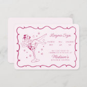 Rosa Cocktails und Cowgirls Fingerabdrücke einfüge Begleitkarte (Vorne/Hinten)