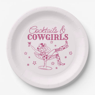 Rosa Cocktails und Cowgirls Geburtstag Bachelorett Pappteller