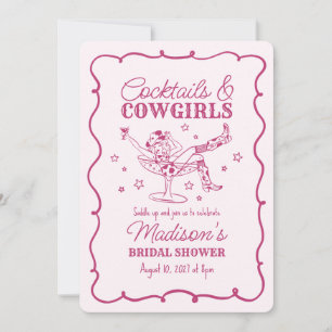 Rosa Cocktails und Cowgirls Nash Bash Brautschau Einladung