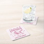 Rosa Cocktails und Cowgirls Rodeo Bachelorette Rechteckiger Pappuntersetzer (Vor Ort)