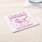 Rosa Cocktails und Cowgirls Rodeo Bachelorette Rechteckiger Pappuntersetzer (angewinkelt)