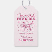Rosa Cocktails und Cowgirls Rodeo Birthday Gefalle Geschenkanhänger (Rückseite)