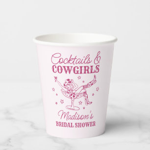 Rosa Cocktails und Cowgirls Rodeo Brautparty Pappbecher