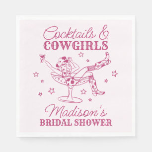 Rosa Cocktails und Cowgirls Rodeo Brautparty Serviette