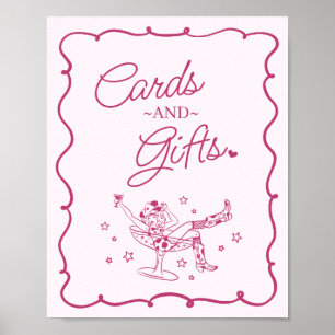 Rosa Cocktails und Cowgirls Rodeo Cards & Geschenk Poster