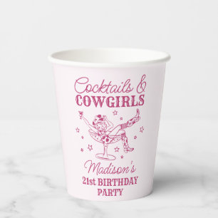 Rosa Cocktails und Cowgirls Rodeo Geburtstag Pappbecher