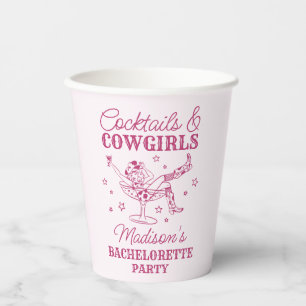 Rosa Cocktails und Cowgirls Rodeo Junggesellinnena Pappbecher