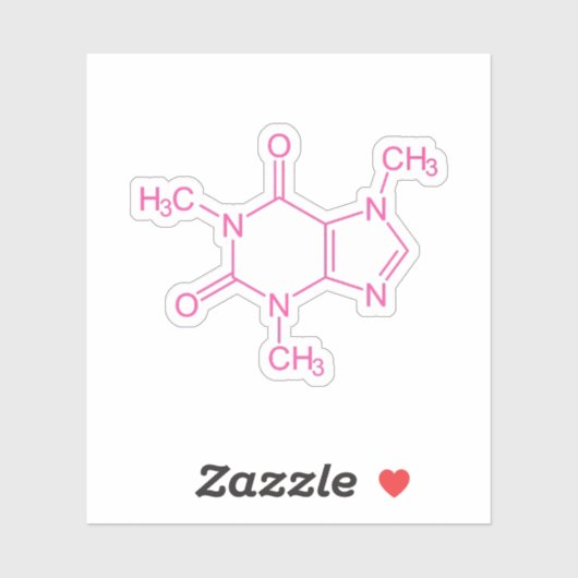 Rosa Coffein Molecule Aufkleber (Blatt)