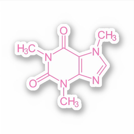 Rosa Coffein Molecule Aufkleber (Vorderseite)