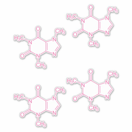 rosa Coffeinmoleküle Aufkleber (Vorderseite)