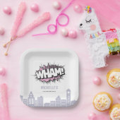 Rosa Comic Buch Superhero Geburtstag Pappteller (Party)