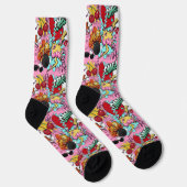 rosa Comic Muster Socken (Rechts)