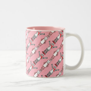 Rosa Comic Style Vintage Valentinstag Roboter Zweifarbige Tasse