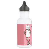 Rosa Comic Style Vintage Valentintagroboter Trinkflasche (Links)