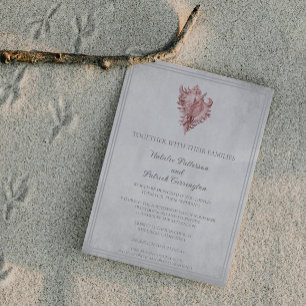 Rosa Conch Muschel Einladung Hochzeit