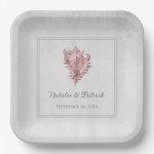 Rosa Conch Muschel Hochzeitspapier Teller (Vorderseite)
