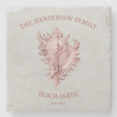 Rosa Conch Muschel Stone Untersetzer (Vorderseite)