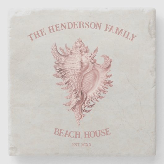 Rosa Conch Muschel Stone Untersetzer (Vorderseite)