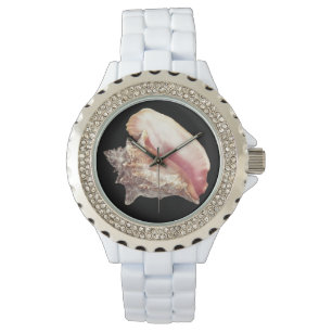 Rosa Conch-Schnecken-Frauen-Uhr Armbanduhr