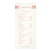 Rosa Confetti Glitzer Salon Preisliste Menü (Vorne)