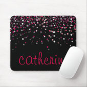 Rosa Confetti Glitzer Schwarze Imitate Mousepad (Mit Mouse)