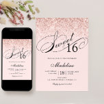 Rosa Confetti Glitzer, Sweet 16 Birthday Einladung<br><div class="desc">Diese trendige Einladung bietet Imitate funkelnd Glitzer und ist perfekt für Ihren Sweet 16!. Fügen Sie den benutzerdefinierten Text mithilfe des Vorlagenformulars hinzu. Zusätzliche Optionen für Schriftart und Layout sind verfügbar,  wenn Sie am Ende des Vorlagenformulars "weiter anpassen" wählen.</div>