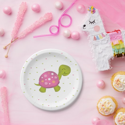 Rosa Confetti-Schildkröte-Party-Platte Pappteller (Party)