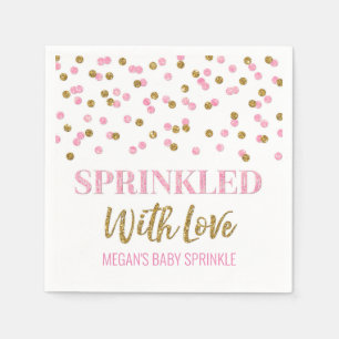 Rosa Confetti Sprinkler mit Liebe Serviette