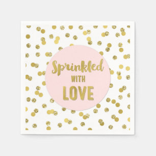 Rosa Confetti Sprinkler mit Liebe Serviette
