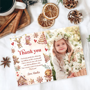 Rosa Cookie-Weihnachts-Geburtstags-Foto-Dankeskart Einladung