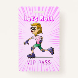 Rosa Cool Roller Skaten Girl Ausweis