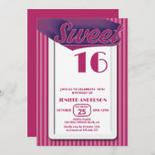 Rosa Coole Retrofett-Typografie süß 16 Einladung (Vorne/Hinten)