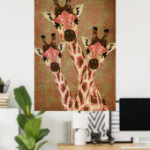 Rosa & Copper Giraffen Art Poster (Heimbüro)