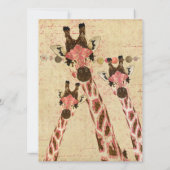 Rosa & Copper Giraffen zum Geburtstag Einladung (Rückseite)