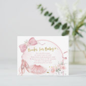 Rosa Coquette Ballerina Babyduschbücher für Baby Einladungspostkarte (Stehend Vorderseite)