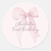 rosa Coquette Bogen Custom Runder Aufkleber (Vorderseite)